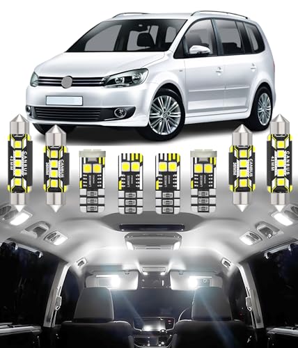 BMT xms Kit de Luces LED Interior para Volkswagen VW Touran 1T3 2011-2015, Bombilla LED Interior para Coches y Camiones, Blanco Brillante 6000K, 15 Piezas