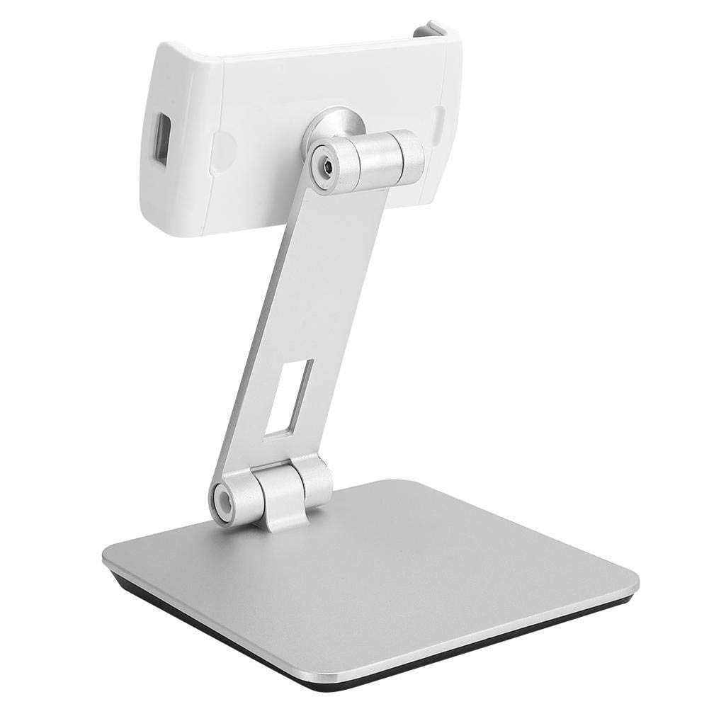 03 Supporto per tablet, supporto per clip per telefono pigro universale resistente, metallo pieghevole in lega di alluminio con supporto di base stabile per telefoni e tablet da 4 a 14 pollici