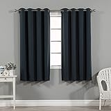 Best Home Fashion Basic Thermal Insulated Blackout Curtains - Antique Bronze Grommet Top - Navy - 52