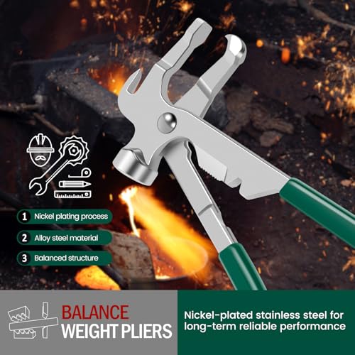Image of Wheel Weight Pliers, Wheel Balancing Weight Plier Hammer Tool, Clip-On Wheel Weights, Tire Weight Removal Tool, Universal Car Repair Tool for Most Cars