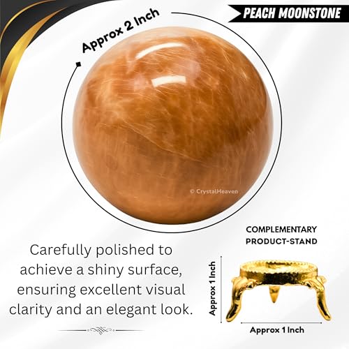 Image of Certified Peach Moonstone Crystal Ball for Meditation - Premium Crystal Vastu Items for Home and Feng Shui Items for Good Luck - Ideal for Pooja Supplies and Spiritual Practices (2 inch Inch)