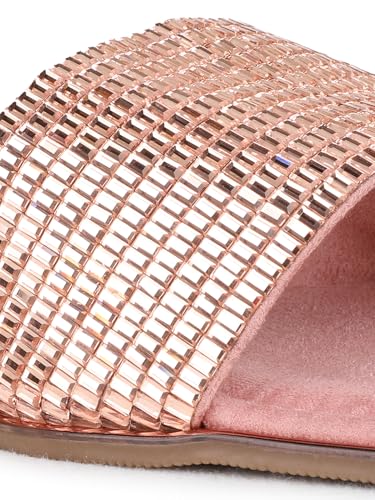 Image of Inc.5 Womens Golden Party Embellished Open Toe Flats