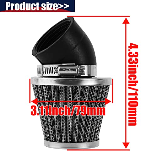 Image of 35mm Filter 45 Degree Angled Compatible with 50cc 70cc 90cc 110cc 125cc 2-stroke 4-stroke Engine ATV Quad Scooter Gokart Moped Chopper Pit Dirt Pocket Mini Bike 34mm 36mm