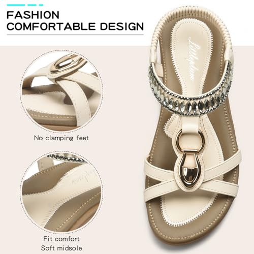 Image of Littleplum Womens Sandals Comfort Arch Support Sandals Summer Walking Shoes Casual Ankle Elastic Flip Flops Shoes