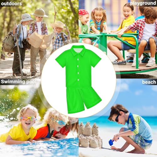 Image of 3T Toddler Boy Shorts Set Black Hawaiian Button Down Shirts Summer Outfits for Little Boy