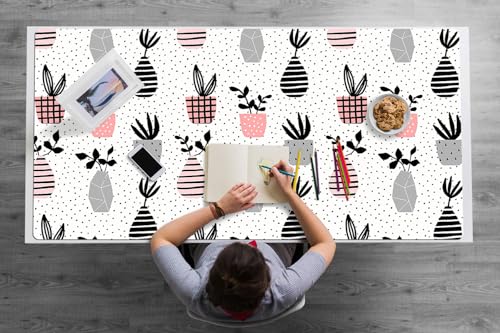 Tapis de bureau étendu en vinyle imperméable style Pots à la maison