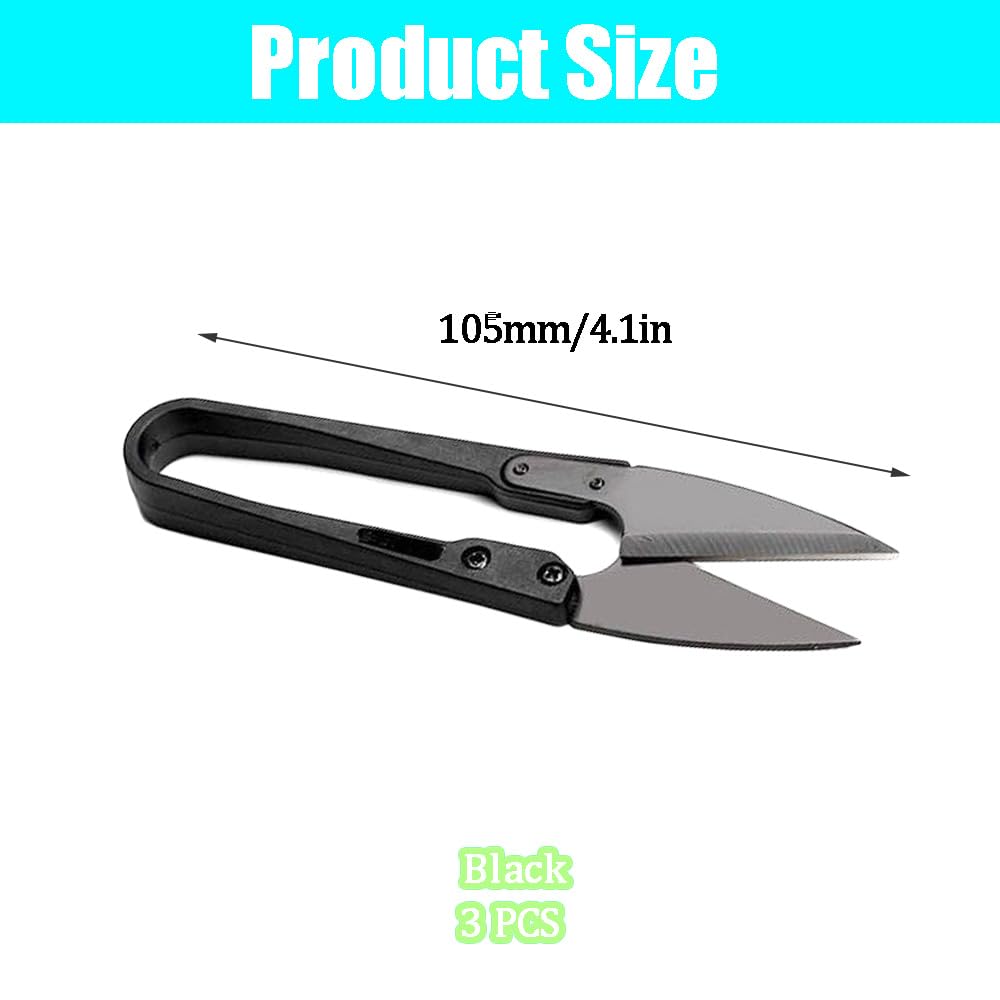 Hocansen 3 PCS Sewing Scissors Yarn Thread Cutter 4.1in U-Shaped Scissors Mini Small Thread Snips Trimming Nipper for Sewing and DIY Crafts (JD) - Image 2