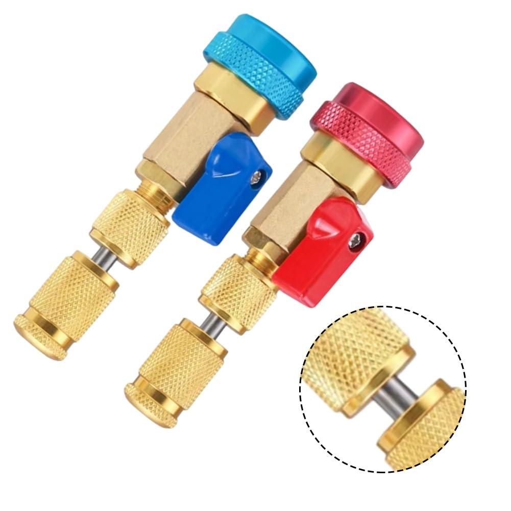 R134A - Kit di rimozione del nucleo della valvola, in ottone, per R1234Yf, regolabile 113,9 mm, confezione da 2 per riparazione di aria condizionata dell'auto