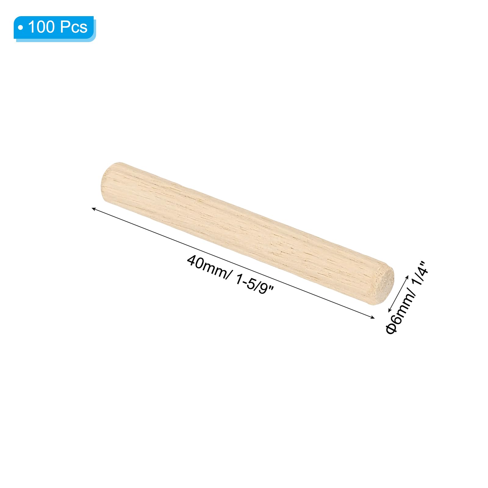 PATIKIL 1/4" x 1-5/9"(6 x 40mm) Wood Dowel Pins - Image 2