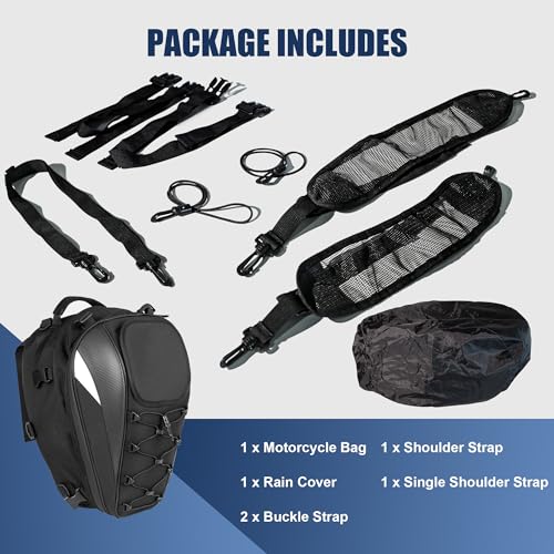 image for E-riding Waterproof Motorcycle Tail Bag, 25L-38L Large Capacity Motorb
