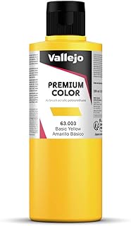 Vallejo-Premium Airbrush Color Botella de Pintura a Base de Agua 200 ml, Amarillo, (63003)