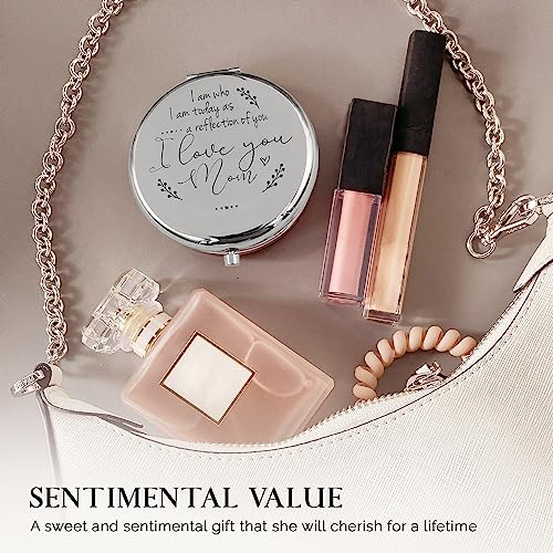 Espejo compacto redondo para maquillaje plateado miniatura 6