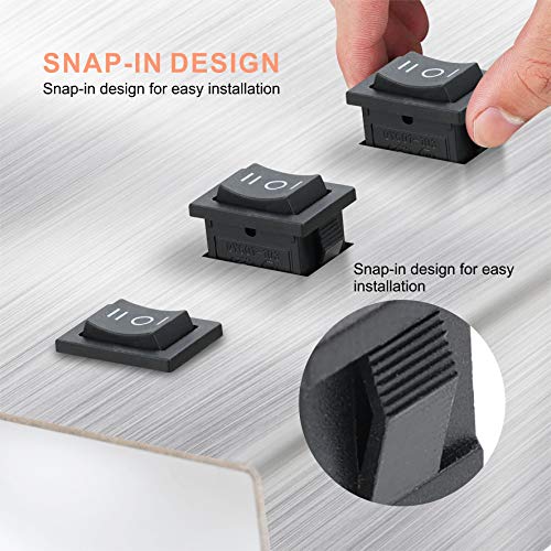 APIELE 6 Stücke Kippschalter,3 Position EIN-Aus mit SPDT 3 Pins Wippschalter,250V 6A Taste Rocker Kippschalter Für Häuser, Industrie,DIY KCD1-2-103 (EIN-Aus-EIN Schwarz)