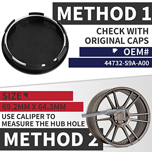 Kitspro 2.7Inch 69Mm Wheel Center Caps For Honda Accord Civic Crv Pilot Rim Hub Caps 44732 S9A A00, Pack Of 4 (Matte Black, Outer 69Mm, Inner 64Mm) #TOP2