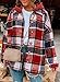 SHEWIN Womens Casual Plaid Shacket Jacket Hoodie Long Sleeve Button Down Hooded Flannel Shirts Coats Tops Fall Clothes for Women 2024,US 4-6(S),Red