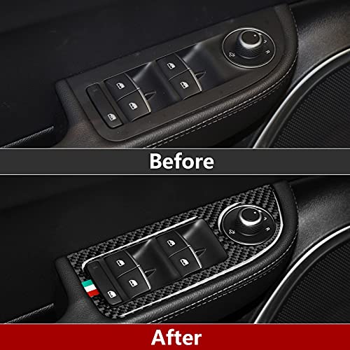 Image of Car Window Lift Trim Switch Control Sticker Carbon Fiber Decal Trim Cover fits for Alfa Romeo Giulia 2016-2026 Accessories - Stelvio NOT FIT