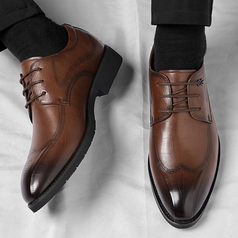 Mens Patent Leather Oxford Shoes Lace-Up Derby Shoes Formal Business Dress Style for Wedding Office4
