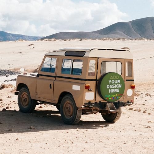 Image of Custom Spare Tire Cover Personalized Tire Covers Add Your Own Design Logo Picture Customize Wheel Cover Universal Size 14-17 in Fit for Jeep Trailer Camper RV Wheel Covers, OliveDrab