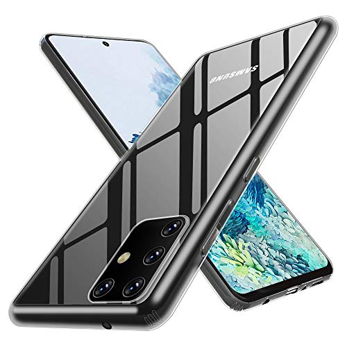 ANEWSIR Funda Samsung Gaalxy S20 Plus con Tapa Trasera de Cristal Templado Dureza 9H, Marco de TPU Flexible. [Anti-arañazos] [Absorción de Golpes]. Funda Protectora para Samsung S20 Plus, Transparent