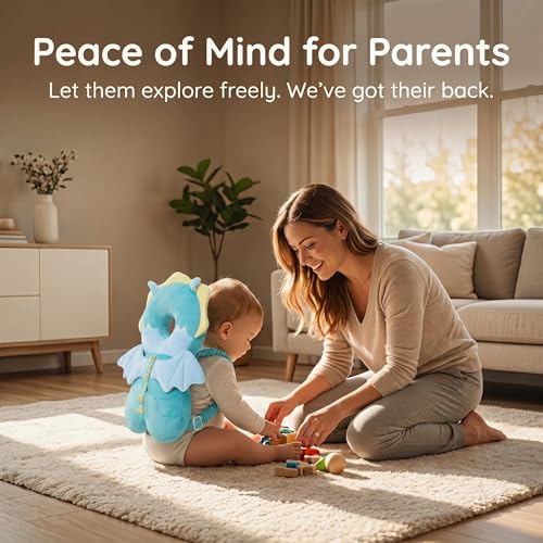 Image of Baby Head Protector Backpack - Soft & Lightweight Head Protection Pad for Bebe Walking and Crawling(Dragon)