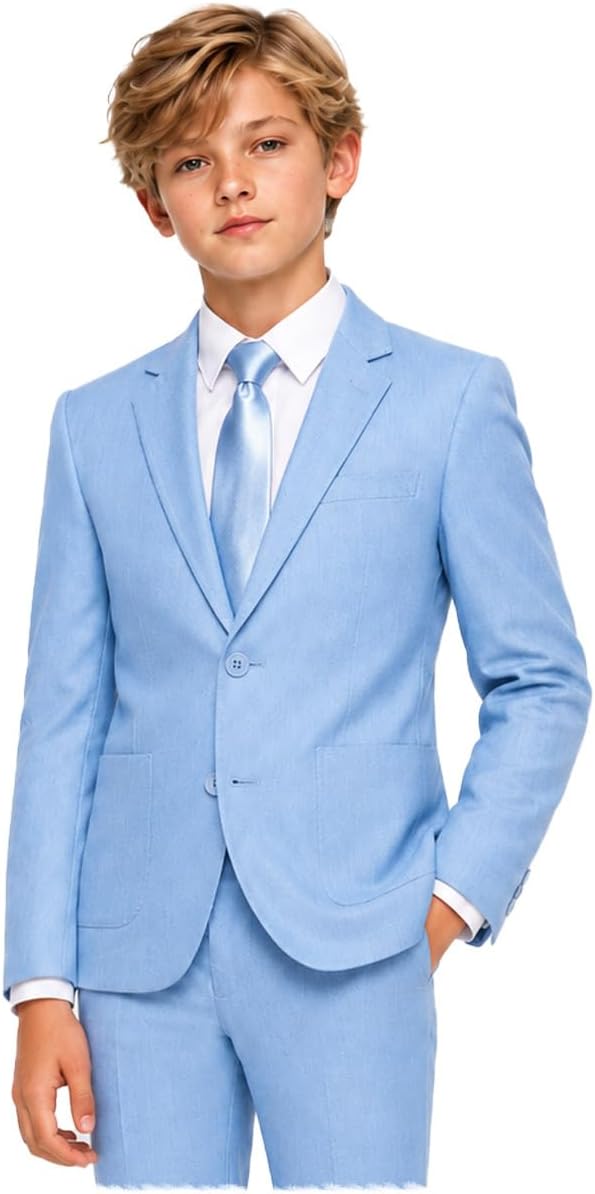 Boys Formal Suit Set 4-Piece Slim Fit Tuxedo School Uniform Dress 5-16Y
