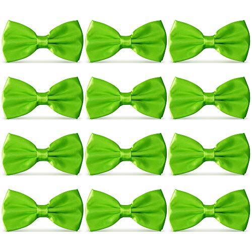 Avantmen Men's Bowties Formal Satin Solid - 12 Pack Bow Ties Pre-Tied Adjustable Ties For Men Many Colors Option In Bulk #TOP6