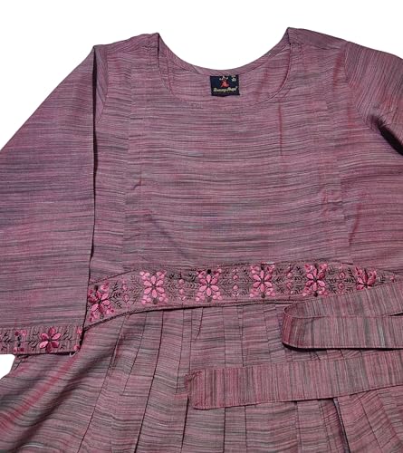 Image of DUMMY SHAPE Maternity Gown for Women | Floral Anarkali Flare Kurta with Dual Nursing Zippers | Pregnancy & Breastfeeding | Feeding Kurtis | Baby Shower | Mom to Be Gifts for Pregnant Woman Maroon