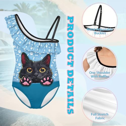 Image of Girls One Piece Swimsuits Size 3-14 Trendy Ruffle Bathing Suit Casual Hawaiian Summer Beach Swimwear