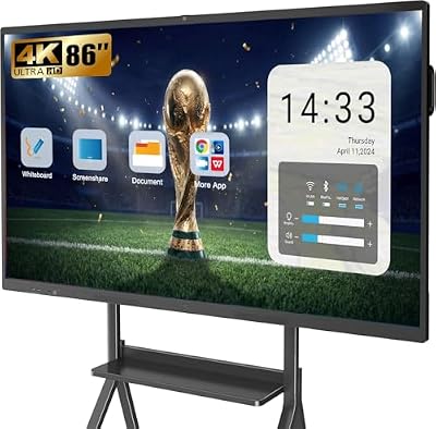 86″ Smart Board,4K UHD Touchscreen Display Electronic White Board,Android 14,Built in Ultra High Definition Camera Open App Ecosystem,Interactive Whiteboard for for Business Office Classroom Home