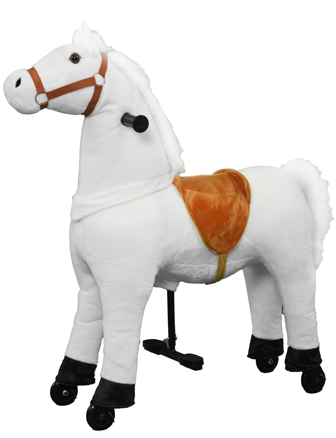 Ride on Horse,Horse Ride on Toy for Kids, Riding White Horse Mechanical Walking Action Plush Animal for 4 Years to 9, No Battery or Electricity, Max Load 165 LBS - White