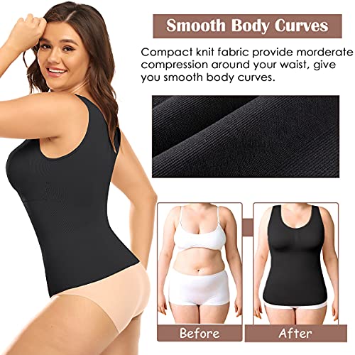 Vaslanda Women Cami Shaper Tummy Control Shapewear Tank Top Compression Camisole Built In Shelf Bra Slimming Undershirts Black 2Xl #TOP1