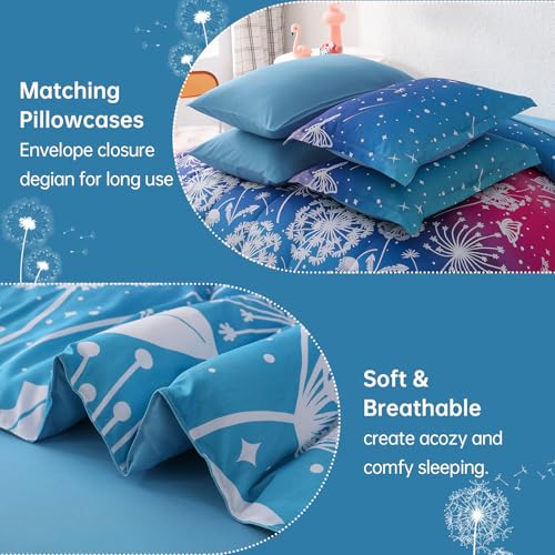 Image of Dinjoy Girls Comforter Set 5 Pieces, Twin Size Colorful Ombre Rainbow Bedding Set, Bed in A Bag for Kid Teen Girls (1 Comforter, 1 Flat Sheet, 1 Fitted Sheet, 1 Pillow Shams, 1 Pillowcases)