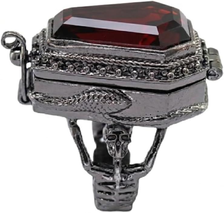 Aurora Opal Coffin Poison Ring, Skeleton Coffin Ring,Snake Ring, Handmade Poison Ring,black rhodium plated Ring,Gift For Her