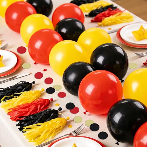 Image of 200Pcs Glitter Red Black Gold Table confetti,Paper Circle Dots Confetti for Birthday Party Halloween Bachelorette Wedding Baby Shower Graduation Decorations