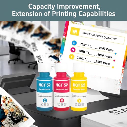 Image of KOSH Refill Ink Bottle Compatible for HP Deskjet 5810,5811,5820,5821,5822, Inktank Wireless 310,315,316,319,410,415,416,419,Smart Tank 115,500,510,515,516,720,750,790 Printers (3, Tricolor)