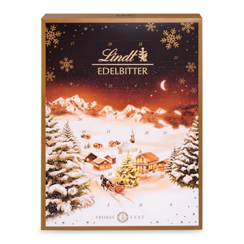 Lindt Schokolade | Edelbitter Adventskalender 2025 | 250g | Adventskalender mit 24 süßen festlichen Überraschungen aus Edelbitterschokolade | Schokolade für die Weihnachtszeit