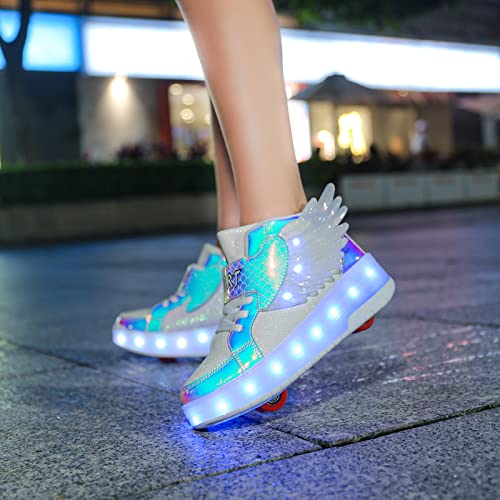 Image of HHSTS Kids Shoes - New Upgraded with Wheels LED Light Color Shoes Shiny Roller Skates Skate Shoes Simple Kids Gifts Boys Girls The Best Gift for Party Birthday Christmas Day