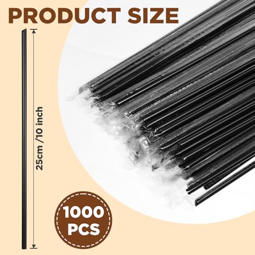 1000 pitillos plásticos negros desechables 25 cm miniatura 2