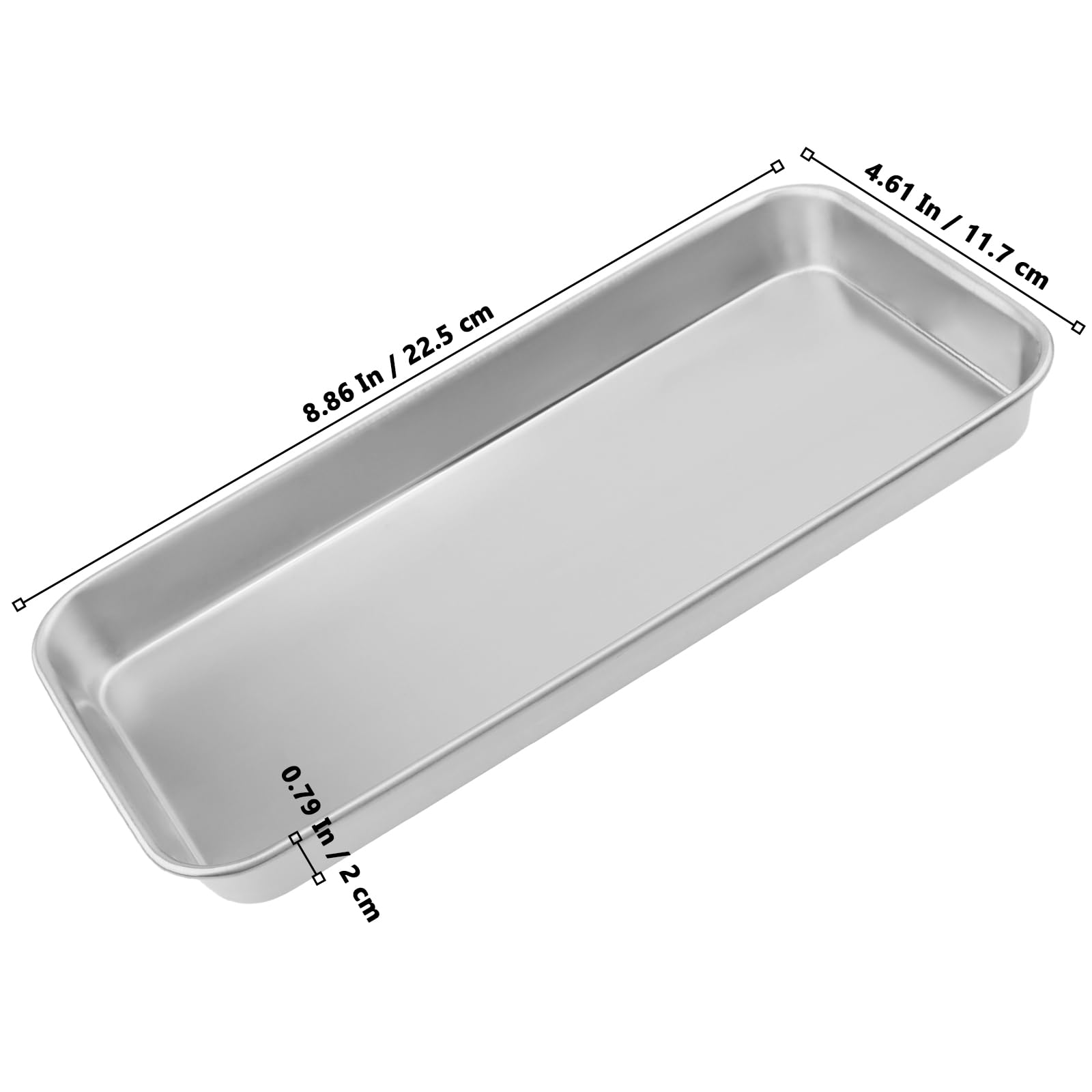 Bandeja de Instrumentos de Acero Inoxidable, 22,5 x 11,7 x 2 cm, Rectangular, Laboratorio, 10 Unidades