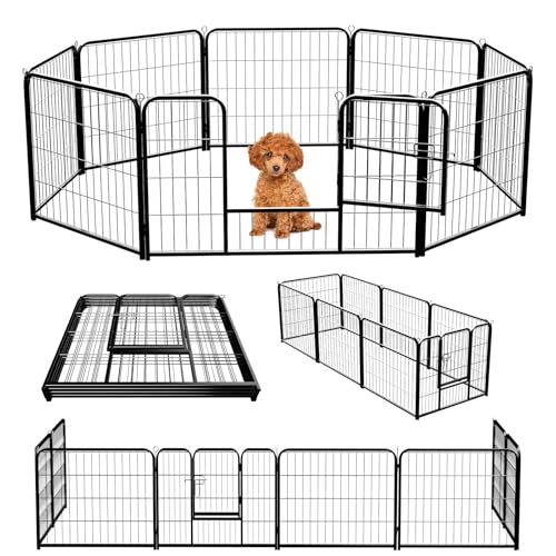 NEWBULIG Dog Playpen 8 Panels 24' Height Foldable Heavy Duty Metal Dog Exercise Playpen Puppy Fence for Indoor Outdoor Yard
