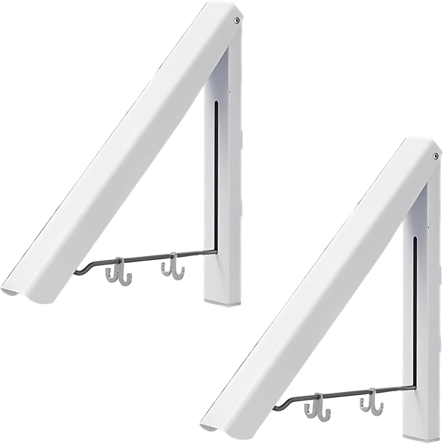 2 Pcs Folding Clothes Hanger, Wall Mounted Laundry Rack, Zinc Alloy with 15.7 in Rod, Retractable, Indoor & Outdoor Use