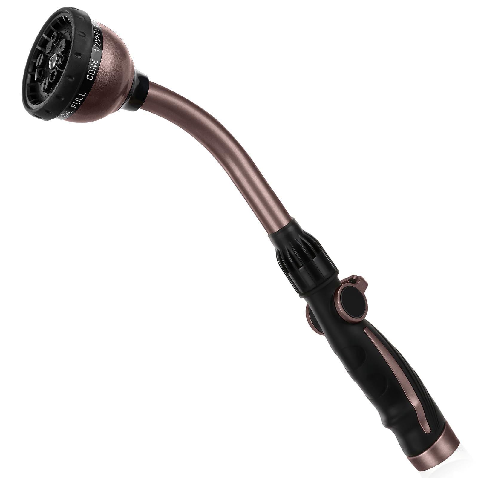 RESTMO Watering Wand Heavy Duty, 15-Inch Metal Garden Hose Wand with 10 Spray Patterns, Long Hose Nozzle Sprayer with Thumb Flow Control, Ideal to Water Hanging Baskets and Shrubs, Bronze