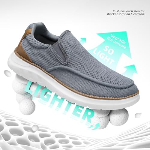 Image of Mens Boat Loafers Slip-on Casual Mesh Walking Shoes Business Oxfords Sneakers Work Lightweight Comfortable Soft Sole