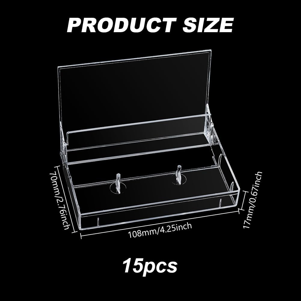 AHANDMAKER 15 Pcs Clear Cassette Tape Storage Cases Plastic Audio Music Cassette Holder 4.25in x 2.76in for Home Art Collection Studio Display Protection Organization