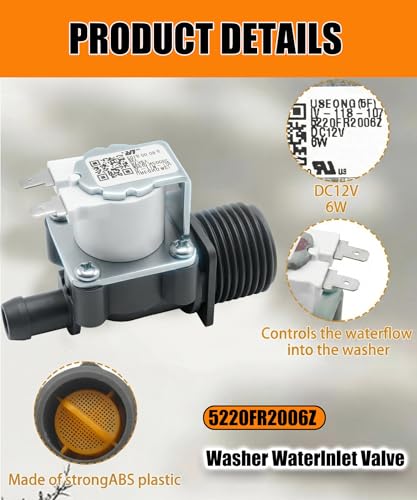 Image of 5220FR2006Z Washer Water Inlet Valve Fits for LG WM1455HWA /00 WM3555HWA /00 WM3700HWA /01 Replace 4869491 AP6798392 PS12587933 EAP12587933