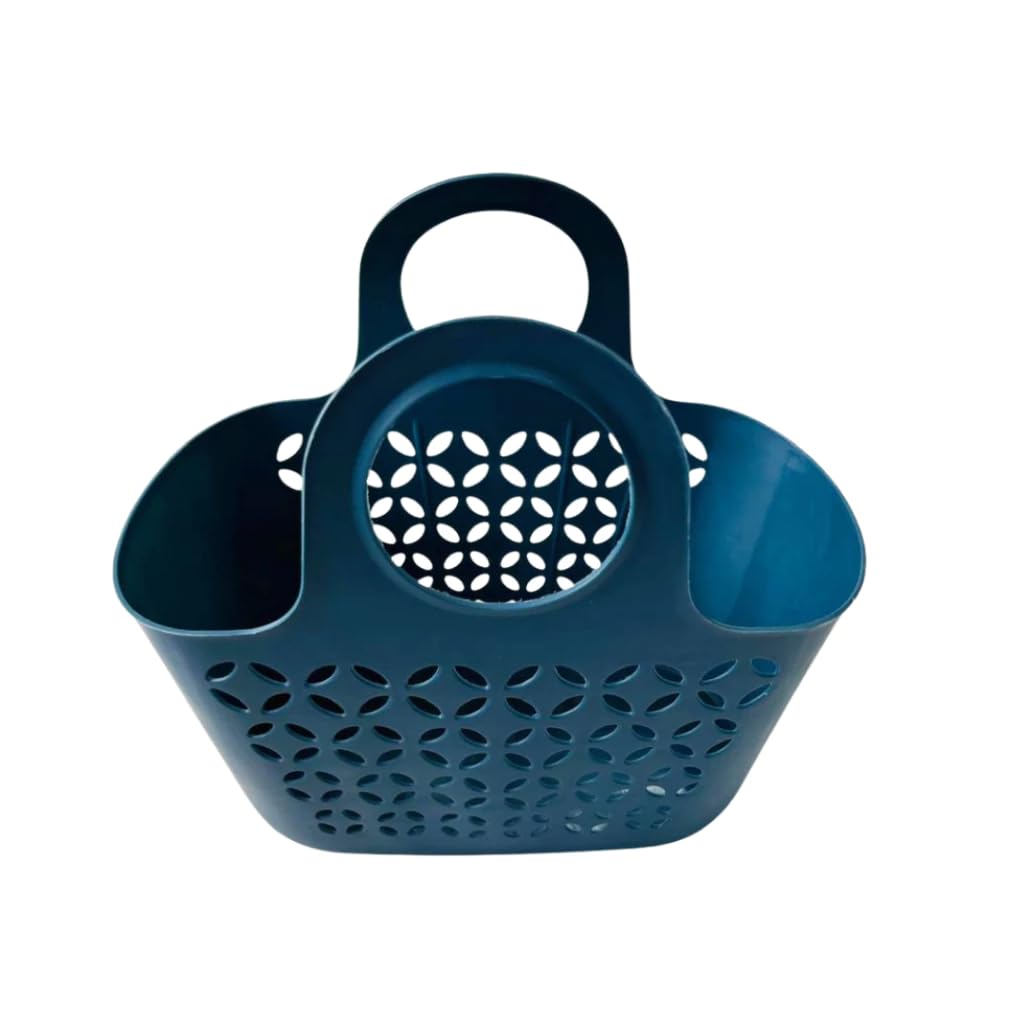 HOMIES Plastic Storage Basket with Handle, Multipurpose Organizer for Kitchen Bathroom, Fruit Vegetable Food Basket, Durable PP Hollow Design, Multicolor-image-14