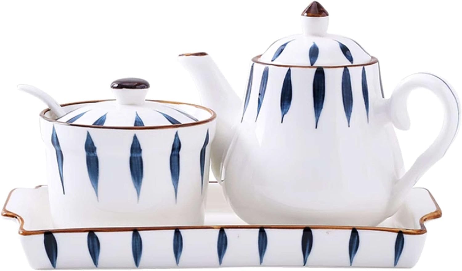 Ceramic Sugar Pot，Cream and Sugar Set for Coffee Bar, Creamer and Sugar Sets, Sugar Bowl and Creamer Set, Ceramic Coffee Serving Set-blue2-Milk jugs and Sugar Bowls ( Color : Blue1 , Size : Milk jugs