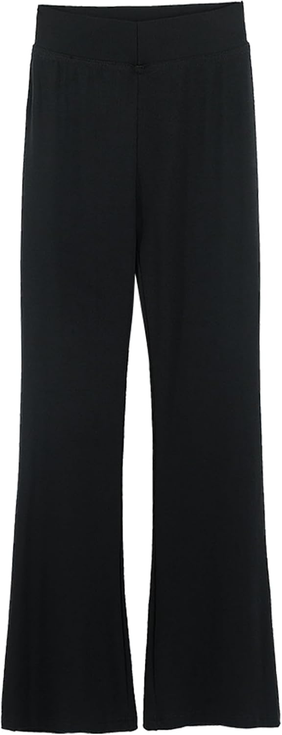 Black Flare Yoga Pants for Women, Elastic High Waisted Dance Pants, Workout Gym Pants