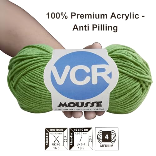 Image of VCR 4ply Dull Green Yarn, 100 Grams Hank, 190 Meters Length, Acrylic Ball for Crochet and Knitting, Soft Crosia Threads, Pack of 1 Yarn, Suitable for DIY Crafts