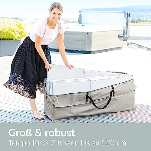Chefarone Schutzhülle für Auflagen (125 x 50 x 32 cm) - Wasserabweisende Gartenpolster Aufbewahrung Tasche mit Tragegriff - 250D Polyester - inklusive Aufbewahrungsbeutel